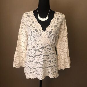 Banana Republic Lacy Blouse w/ 3/4 Bell Sleeves